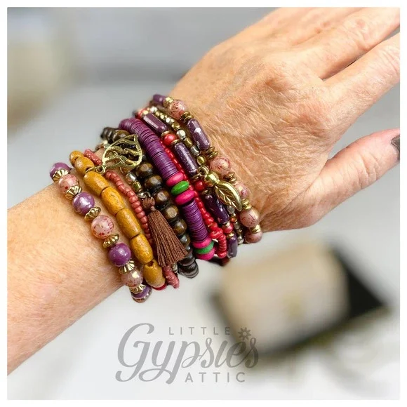 TEN Layer Stacked Beaded Bracelets - Picture 2 of 7
